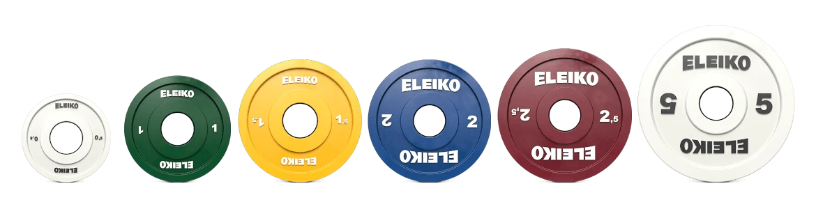 ELEIKO IWF WEIGHTLIFTING RUBBER COATED COMPETITION DISCS - Old Logo Clearance 3 ELEIKO IWF WEIGHTLIFTING RUBBER COATED COMPETITION DISCS - Old Logo Clearance