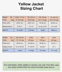 Titan Sublimated Yellow Jacket Knee Sleeves 8 Titan Sublimated Yellow Jacket Knee Sleeves -Fitness Equipment Store Yellow Jacket Sizing